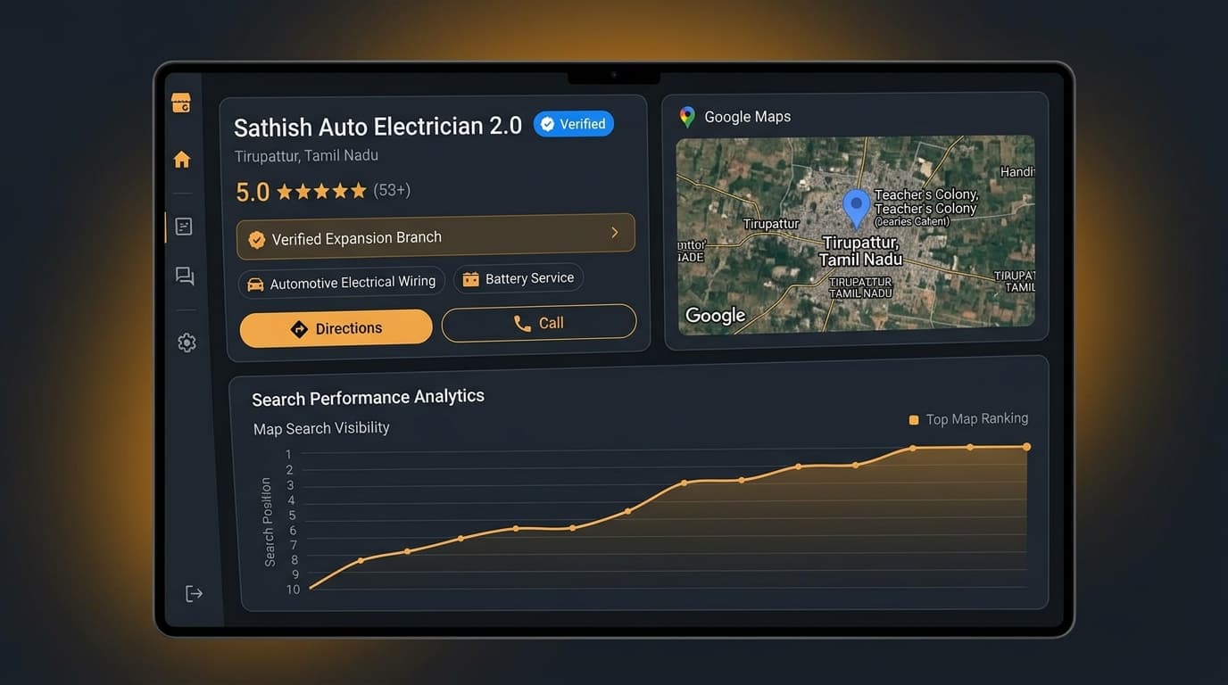 Sathish Auto Electrician 2.0 — Local SEO & Map Verification — AgniGrow Verified Work